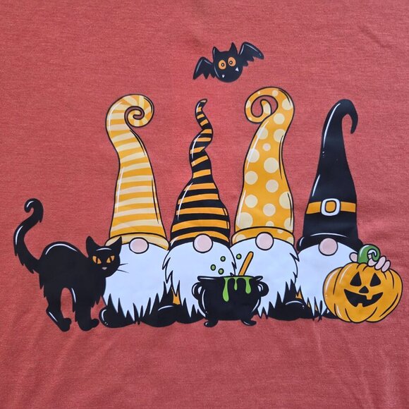Noracora Women Long Sleeve Fall Gnome Halloween Novelty Print Shirt Size XL NWT - Picture 2 of 6